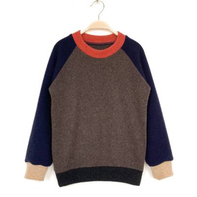 Kaschmirpullover 128/134 braun blau / Upcycling Kinderpullover 100% Kaschmir