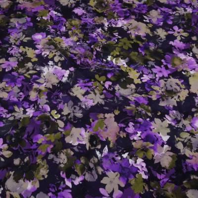 Stoff Baumwolle French Terry Sweatshirtstoff Blumen Blüten Design lila rosa beige olive schwarz bunt Kleiderstoff