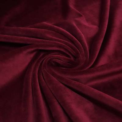 Stoff Nicki Velour Samt stretchig uni bordeaux rot Kleiderstoff Kinderstoff Babystoff Pyjamastoff
