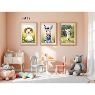 Bauernhof Poster Set Nr. 29/33 | 3er Set von DOPIXIO |  Tiere Kinderzimmer Deko | Digitaler Download 30x40