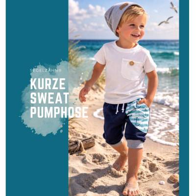 kurze Hose Kinder, Sweat Pumphose Unisex Sommerhose Anker Blau, Jungen Mädchen Sweatpumphose Sommer Kleidung Segelzahn