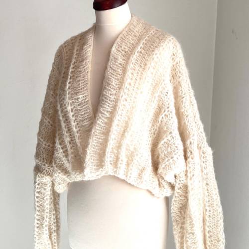 Strickjacke, Brautjacke, Cardigan, Creme, Oversize, Grobstrickjacke ,Onesize, Home,Damen, Sweater, Handarbeit, Bolero, S