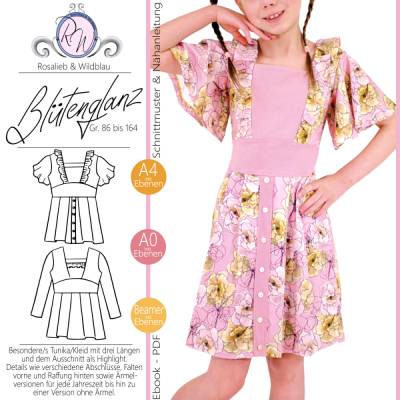 E-Book Schnittmuster Blütenglanz Tunika/Kleid Gr. 86 bis 164