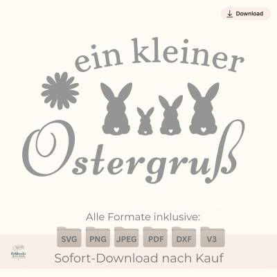 Plotterdatei Ostern „Ein kleiner Ostergruß“ mit Hasen – Digitale Datei SVG DXF PNG
