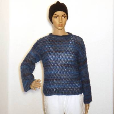 Handgestrickter Damen-Pullover im Farbverlauf – Mohair & Baumwolle, Größe 36