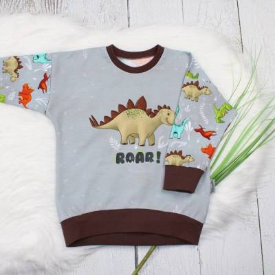 Oversize Sweater, Pullover, Sweatshirt, Dinofreunde, Stegosaurus, Triceratops, Dinopullover, Gr. 92, 98, 104, 116