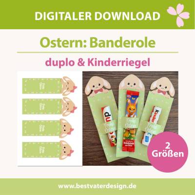 Druckvorlage Ostern: Ostergruß für Kinderriegel & duplo | 2 Größen | süßes Ostermitbringsel für Familie & Kollegen | PDF