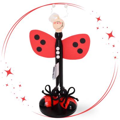 Handgefertigte Marienkäfer Holzfigur – Glücksbringer und personalisierbares Geldgeschenk