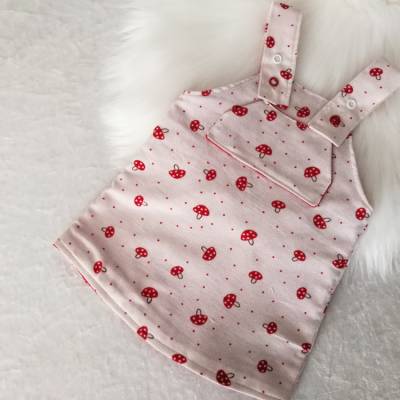 Frühchen Kleid 48/50 handgemacht aus Feincord und Jersey – Hängekleidchen Pilz Motiv