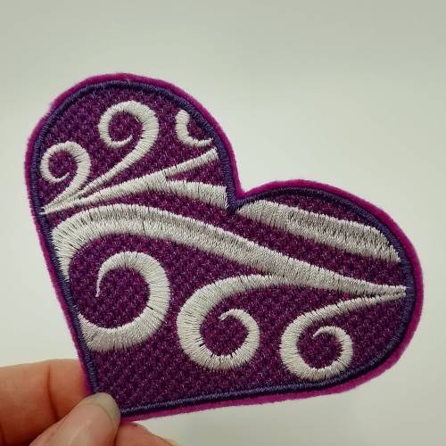 Patch - Herz groß - Purpur und Weiß