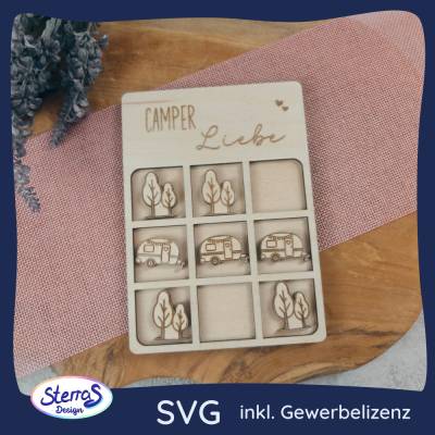 3 gewinnt Laserdatei Camping Spiel SVG LBRN2 – Wohnwagen Wohnmobil Holzspiel mit Gewerbelizenz