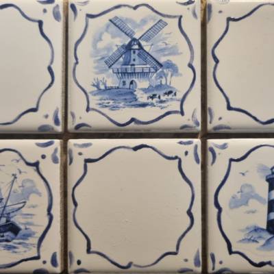 Miniaturfliesen 6er Set 5x5cm "Friesland" – Handbemalte Unikate auch als Bordüren & Einleger