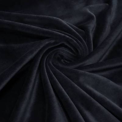 Stoff Nicki Velour Samt stretchig uni schwarz Kleiderstoff Kinderstoff Babystoff Pyjamastoff