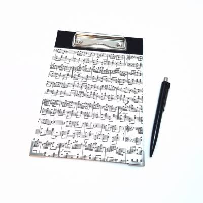 Klemmbrett DIN A5 Noten – Handgefertigte Schreibunterlage 16,0 x 23,0 cm Unikat