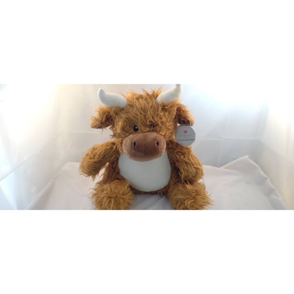 Highland Cow Bulle Bestickung mit Wunschtext 37 cm verschiedene Texte möglich Bild 1