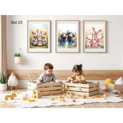 Bauernhof Poster Set Nr. 23/33 | 3er Set von DOPIXIO |  Tiere Kinderzimmer Deko | Digitaler Download 30x40