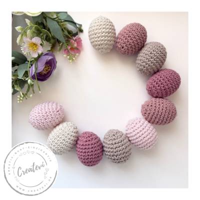 Gehäkelte Ostereier rosa Set – schlichte Osterdeko im Scandi Stil, umhäkelte Häkeleier für Osterstrauß und Tischdeko
