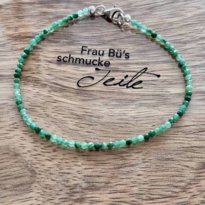 Filigranes, handgefertigtes Armband aus Prasem mit 925-Silber-Verschluss