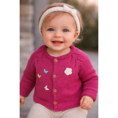 Strickanleitung," Emilia" Strickjacke, Babyjacke, Baby Cardigan  mit Ajourmuster stricken Baby Größe ab 38-44 bis 104