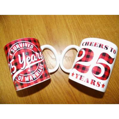 25 Years Silberhochzeit Tassen Set – 2x 340 ml – Sublimierte Kaffee- und Teetassen als persönliches Geschenk
