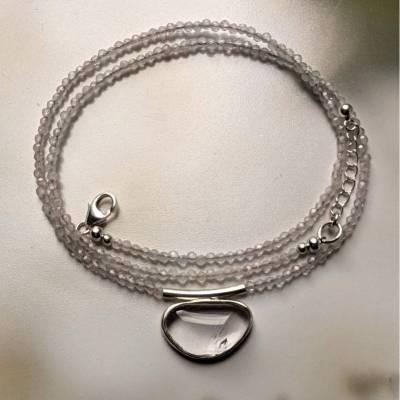 Morganit Kette mit Morganit Anhänger, Silber