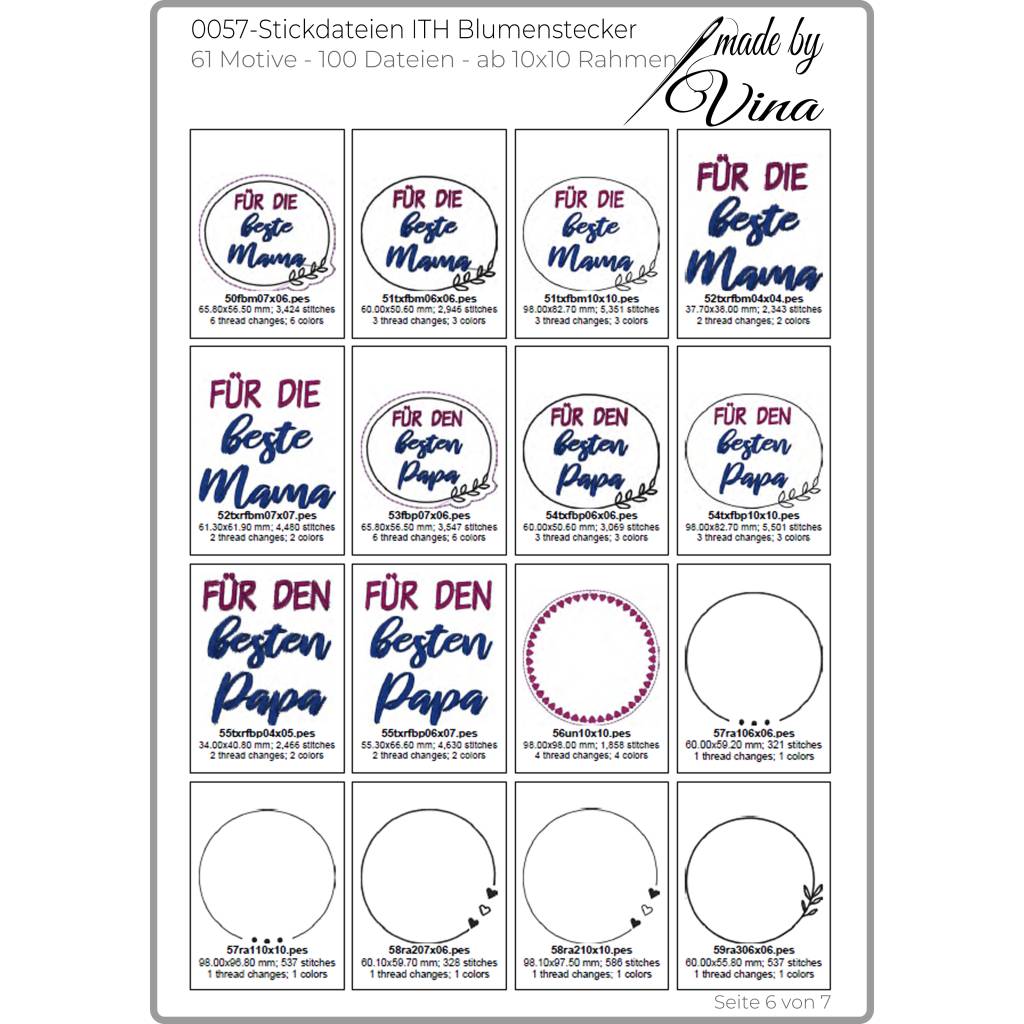 ITH Blumenstecker & Sprüche Stickdateien Set ab 10x10 Rahmen – 61 Motive & 100 Dateien Bild 8