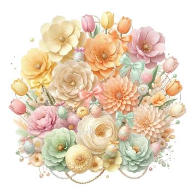 Frohe Ostern Clipart Digital Download | Blumen Rosen Frühlingsdeko Grafik für Karten & DIY I Vorlage Einladung