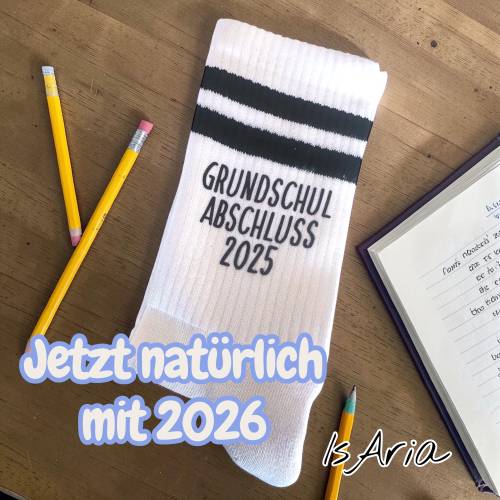 Grundschul-Abschluss Socken/ 2026/ Abschied Grundschule/ Tennissocken/ Abschluss Grundschule / Geschenkidee
