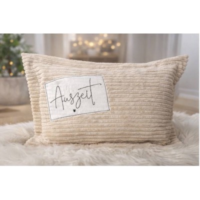 Handgemachtes Cord Kissen „Auszeit“ – Dekokissen mit Stickerei | Sofakissen | Wohnaccessoire