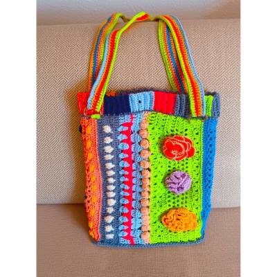 Tasche gehäkelte Schultertasche Umhängetasche  40 x 30 cm