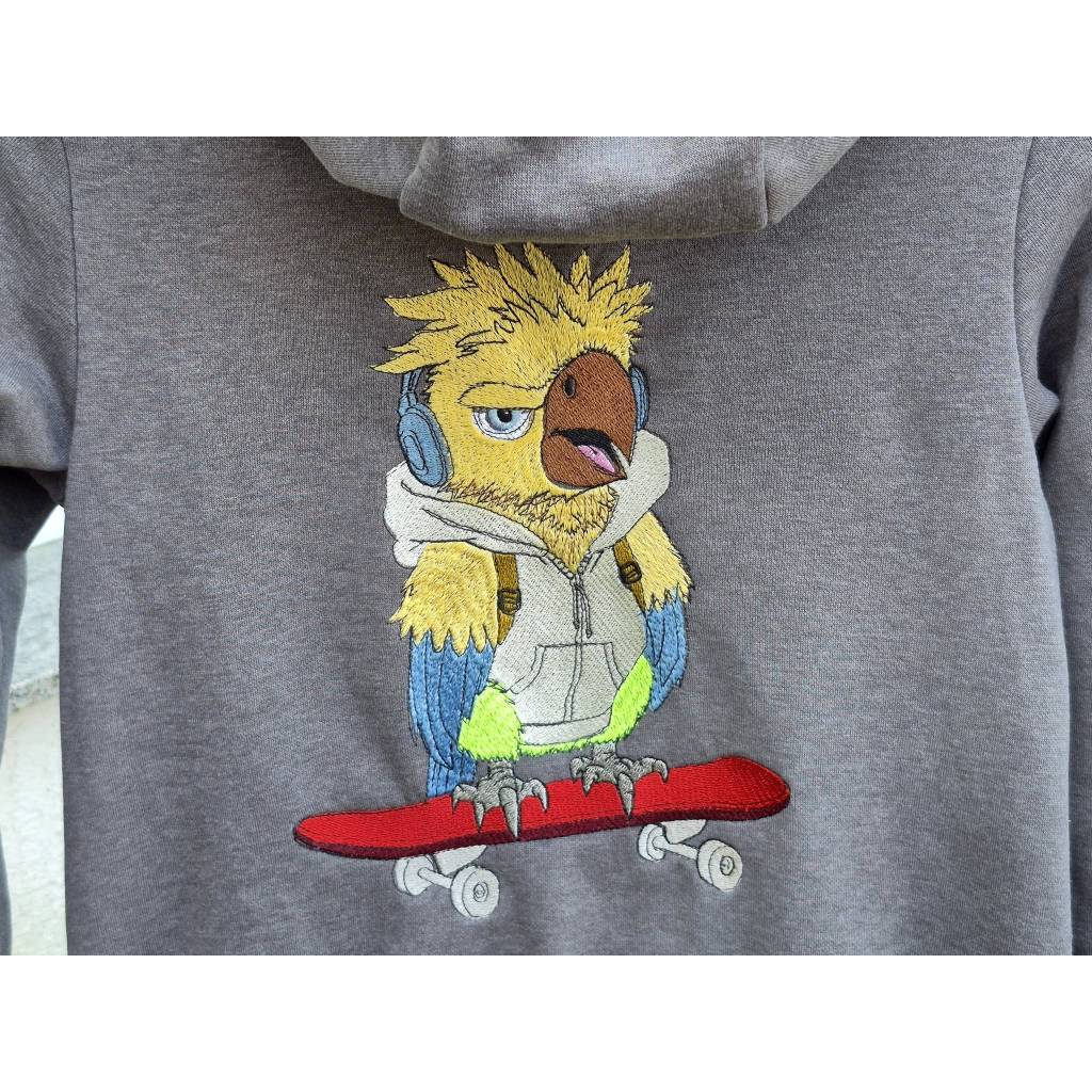 Papagei mit Skateboard Stickdatei 10x10cm – Cooles Vogelmotiv für deine Stickmaschine Bild 6