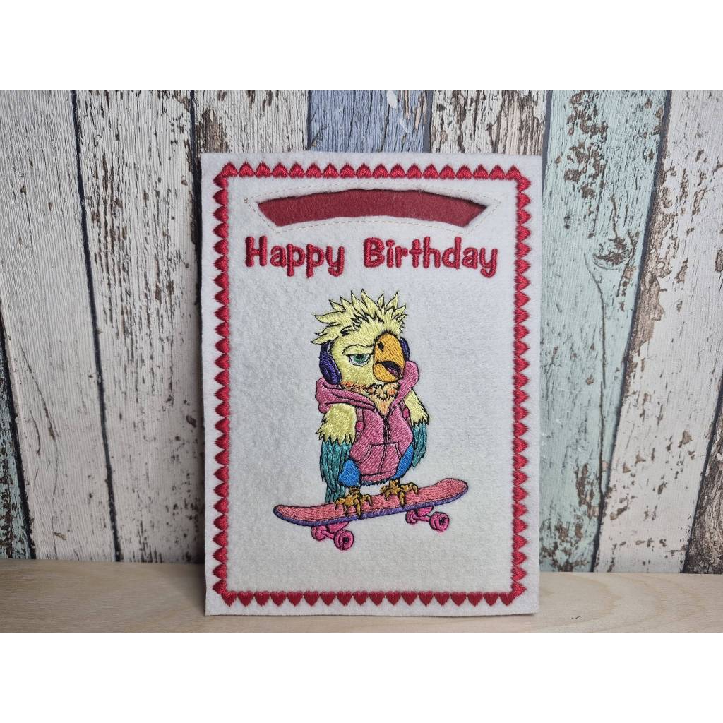 Papagei mit Skateboard Stickdatei 10x10cm – Cooles Vogelmotiv für deine Stickmaschine Bild 7