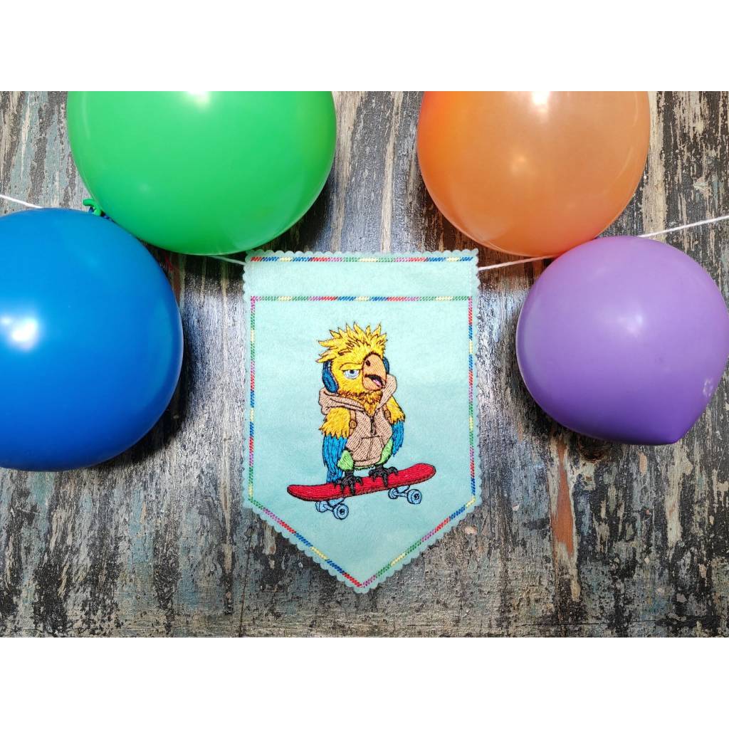 Papagei mit Skateboard Stickdatei 10x10cm – Cooles Vogelmotiv für deine Stickmaschine Bild 8
