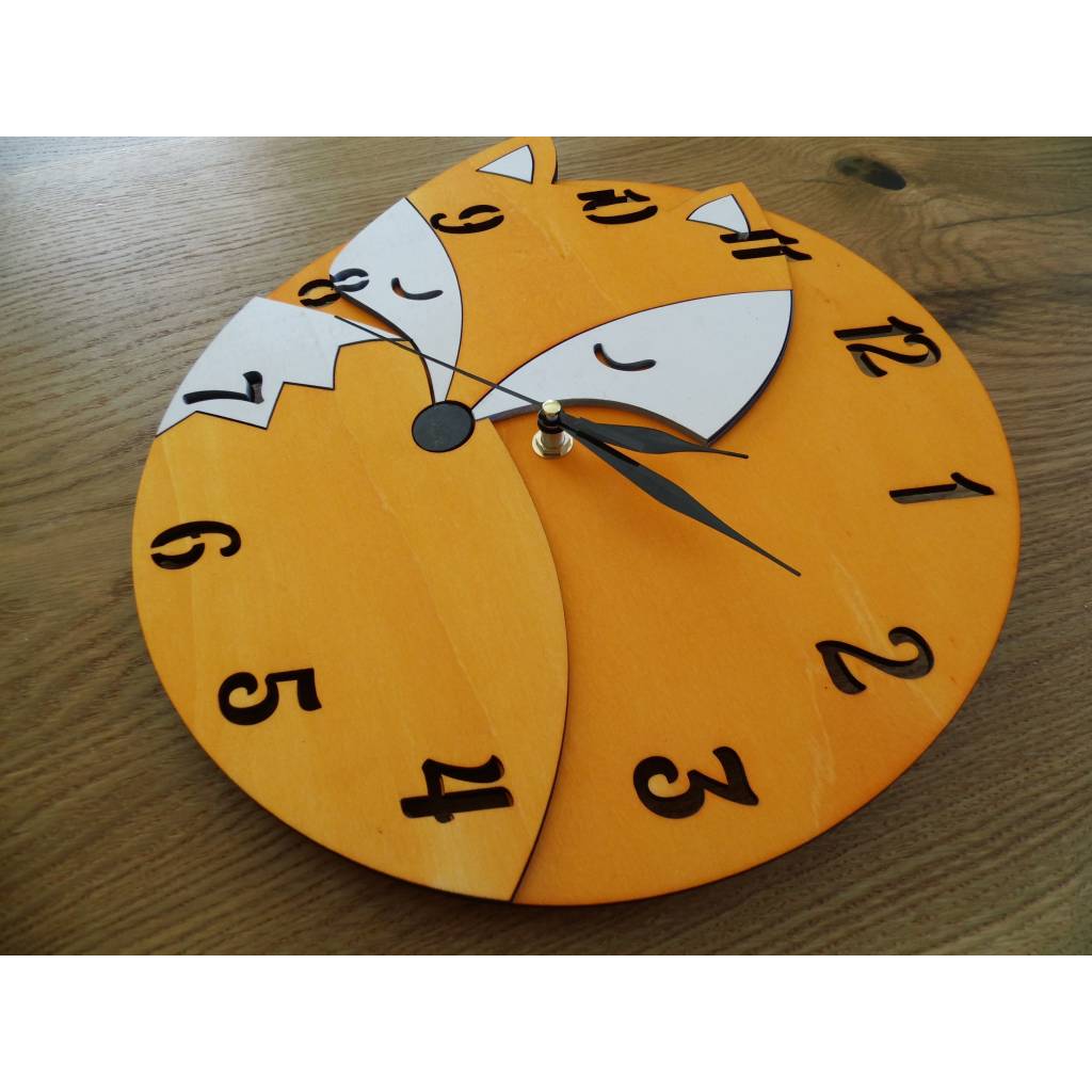 Schlafender Fuchs - 30 cm Kinder-Wanduhr mit leisem Laufwerk Bild 2