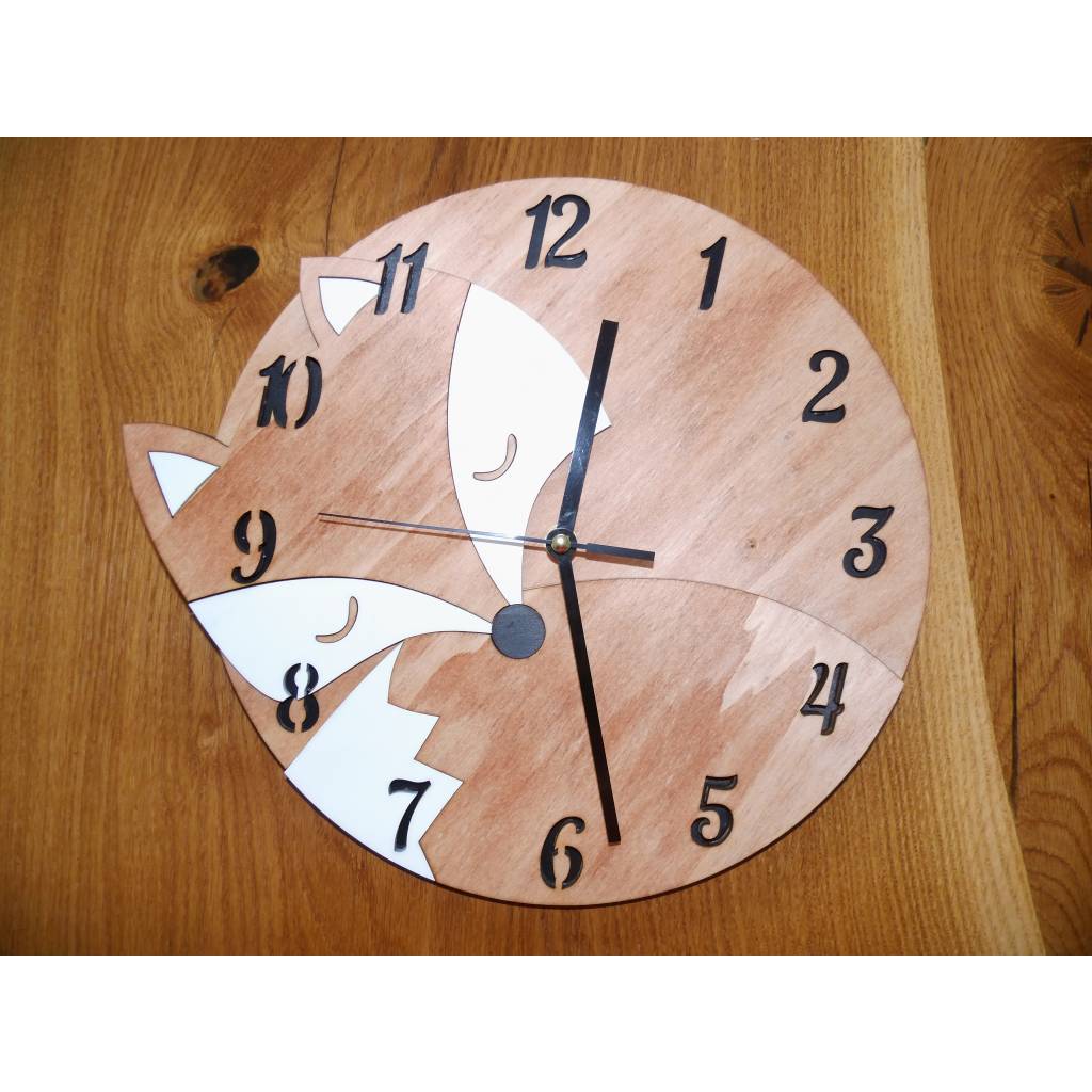 Schlafender Fuchs - 30 cm Kinder-Wanduhr mit leisem Laufwerk Bild 3