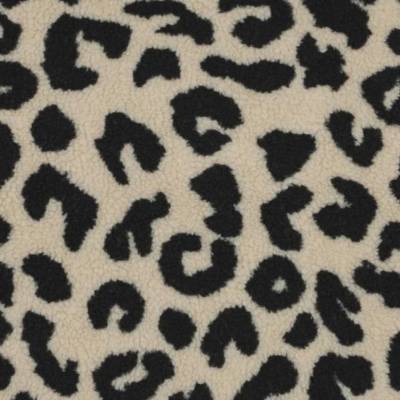 Teddyplüsch Leopard Creme Schwarz Reststück 50 x 120 cm
