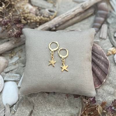 Ohrringe „Seestern“ gold - Goldfarbene Edelstahl-Creolen mit Seestern
