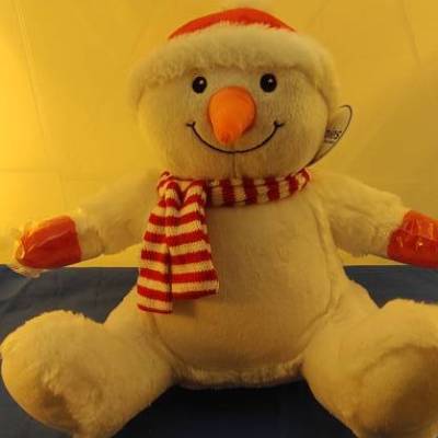 Schneemann Snowman Kuscheltier Bestickung mit Wunschtext 44cm verschiedene Texte möglich