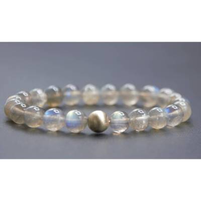 Exklusives 8mm Labradorit Armband AAA Qualität | 585 Gelbgold Perle | Handgefertigt | Elastisch |  Intuition Kreativität