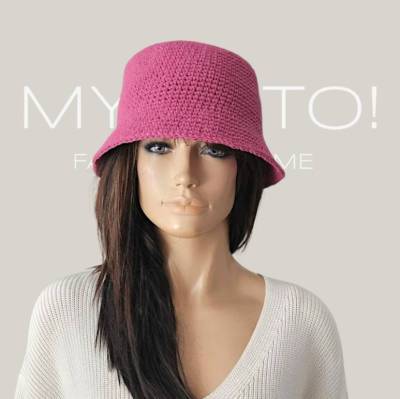 Bucket Hat, pink, Baumwolle, gehäkelt, Sonnenhut, Fischerhut, Eimerhut