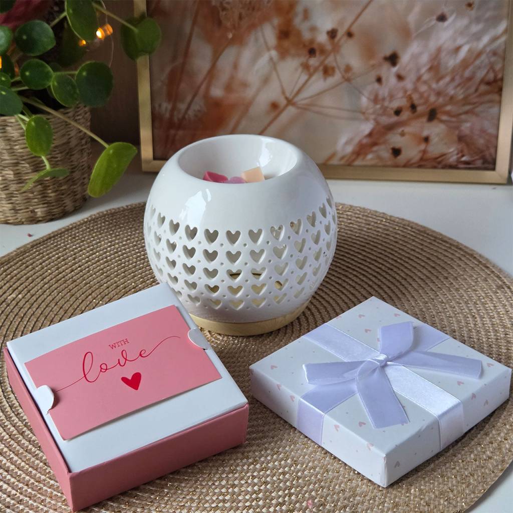 Love Glow Geschenkset – Herz Duftlampe & Sweet Hearts Wax Melts