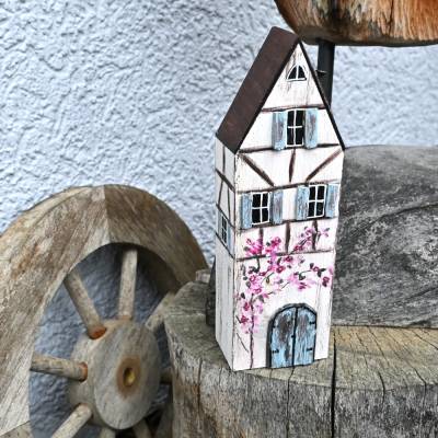Fachwerkhaus Altholz – Handbemaltes Holzhaus als Gartendeko & Hauseingang Deko Unikat