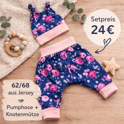 Babyset Hose und Mütze | Pumphose Baby Set | Newborn Outfit Handmade | Baby Geschenk zur Geburt