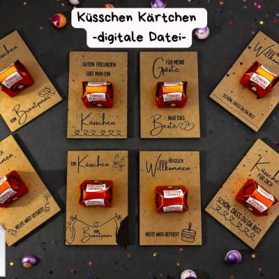 PDF Gastgeschenke Ferrero Küsschen – Kraftpapier Kärtchen als Tischdeko zum Ausdrucken