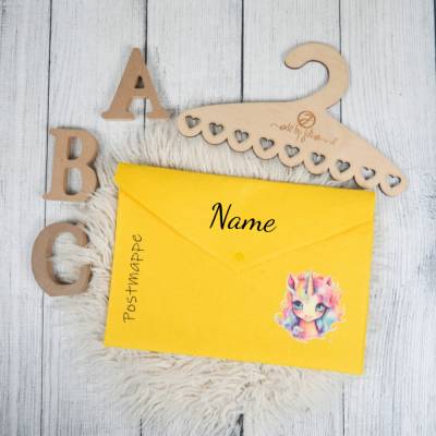 Postmappe aus Filz mit Aquarell Einhorn *personalisiert