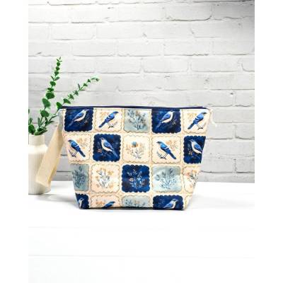 Projekttasche Stricktasche Handarbeitstasche Blumenprint – Platz für 400g Wolle, Innentasche & Reißverschluss