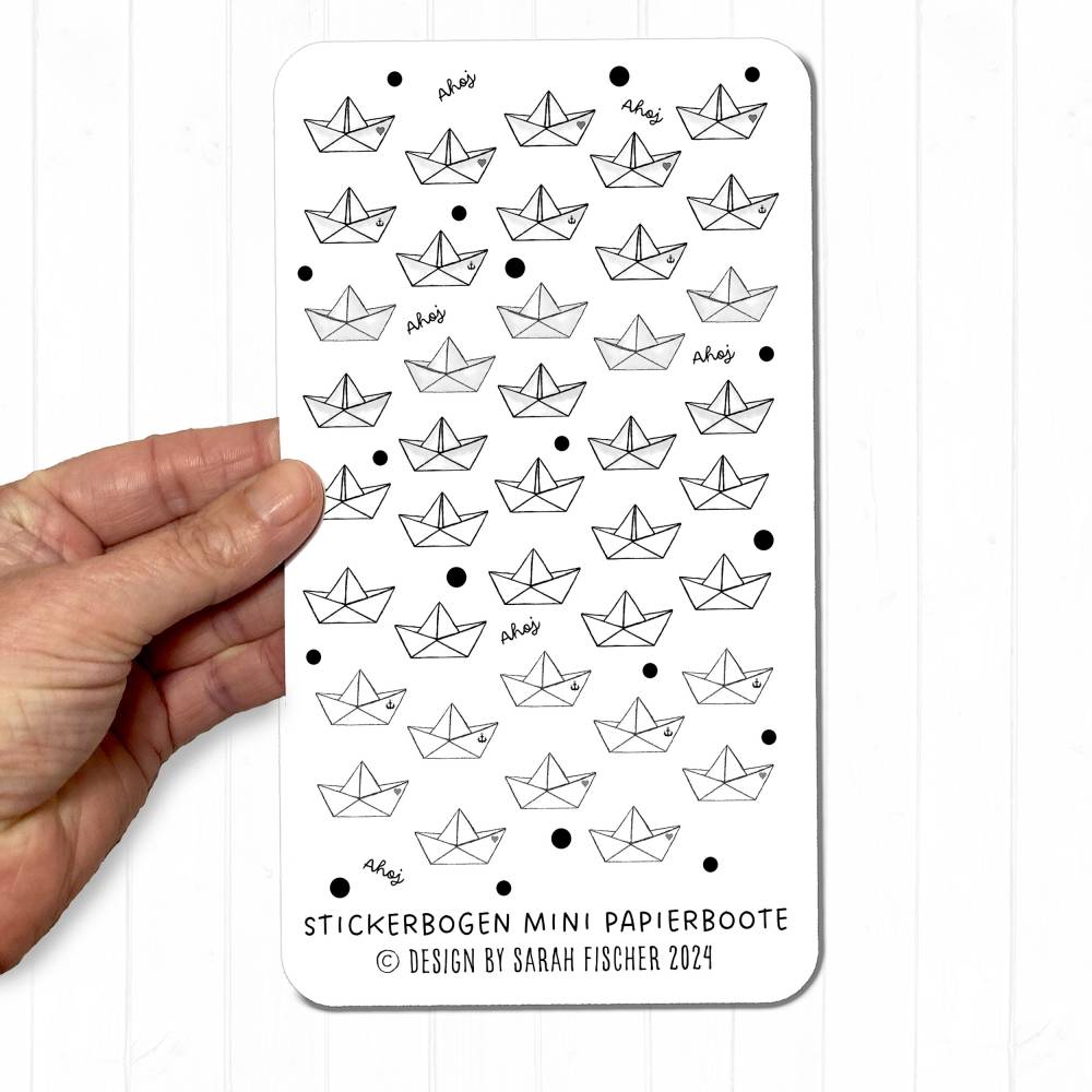 Stickerbogen Mini Papierboote | 40 kleine Aufkleber | Journaling & Planer | 180x100mm | Handmade Bild 1