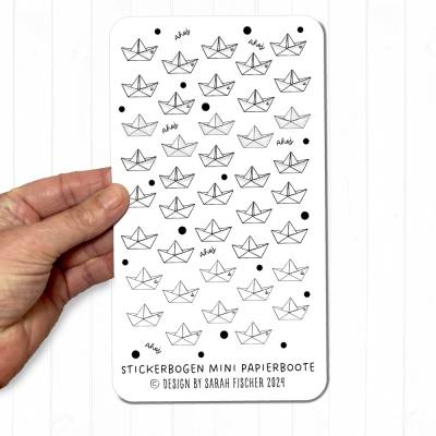 Stickerbogen Mini Papierboote | 40 kleine Aufkleber | Journaling & Planer | 180x100mm | Handmade