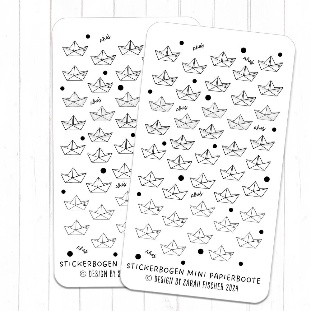 Stickerbogen Mini Papierboote | 40 kleine Aufkleber | Journaling & Planer | 180x100mm | Handmade Bild 2