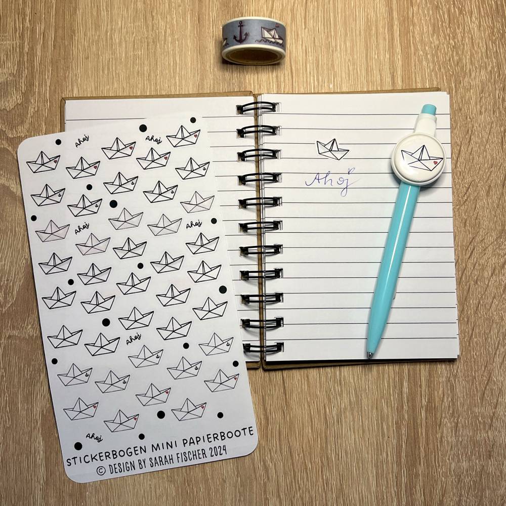 Stickerbogen Mini Papierboote | 40 kleine Aufkleber | Journaling & Planer | 180x100mm | Handmade Bild 4